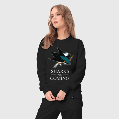 Женский костюм хлопок Sharks are coming, Сан-Хосе Шаркс San Jose Sharks, цвет черный - фото 5