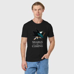 Мужская футболка хлопок Sharks are coming, Сан-Хосе Шаркс San Jose Sharks - фото 2