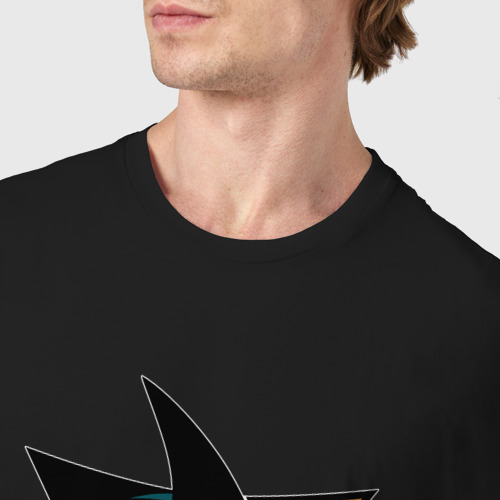 Мужская футболка хлопок Sharks are coming, Сан-Хосе Шаркс San Jose Sharks, цвет черный - фото 6
