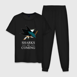 Мужская пижама хлопок Sharks are coming, Сан-Хосе Шаркс San Jose Sharks