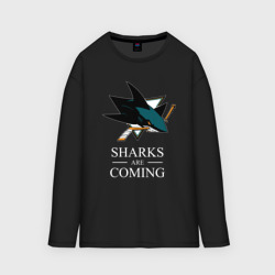 Мужской лонгслив oversize хлопок Sharks are coming, Сан-Хосе Шаркс San Jose Sharks