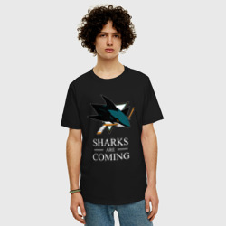 Мужская футболка хлопок Oversize Sharks are coming, Сан-Хосе Шаркс San Jose Sharks - фото 2