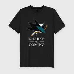 Мужская футболка хлопок Slim Sharks are coming, Сан-Хосе Шаркс San Jose Sharks