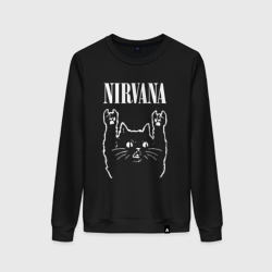 Женский свитшот хлопок Nirvana Rock Cat, Нирвана