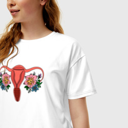 Женская футболка хлопок Oversize Матка - цветы - фото 2