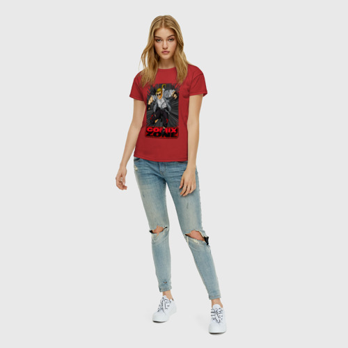 Женская футболка хлопок с принтом Sketch jump, вид сбоку #3