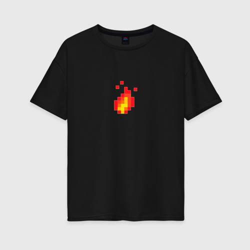 Женская футболка хлопок Oversize 8 Bit Digital Fire, цвет черный