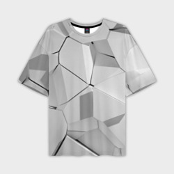 Мужская футболка oversize 3D Белая броня серая белые плиты