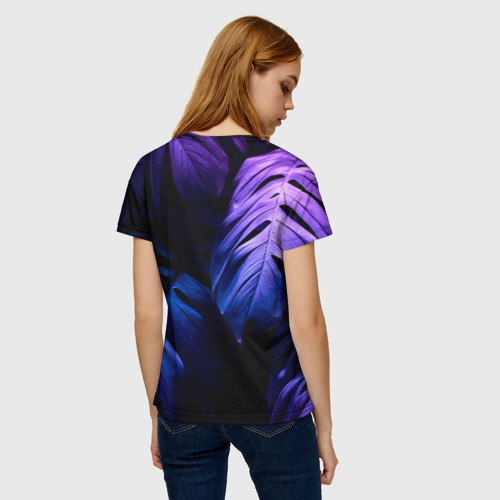 Женская футболка 3D Неоновые папоротники, цвет 3D печать - фото 4