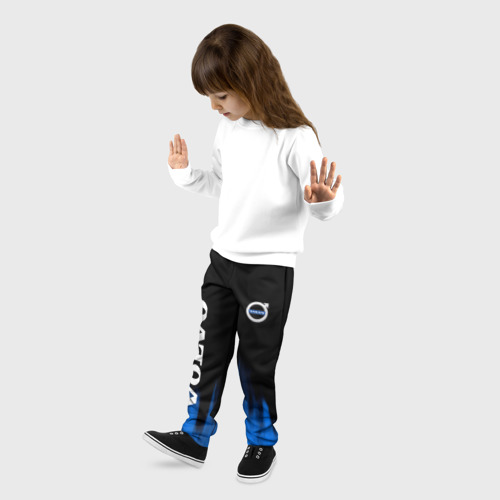 Детские брюки 3D с принтом Volvo синий огонь, фото на моделе #1