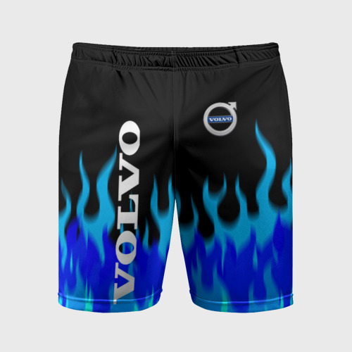 Мужские шорты спортивные с принтом Volvo размытый огонь, вид спереди #2