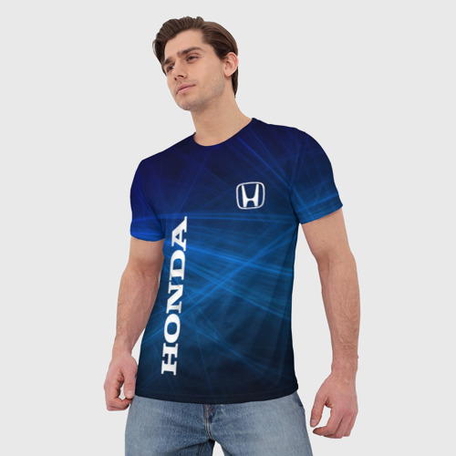 Мужская футболка 3D с принтом [Honda] - Blue, фото на моделе #1