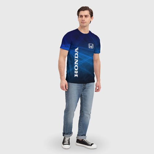 Мужская футболка 3D с принтом [Honda] - Blue, вид сбоку #3