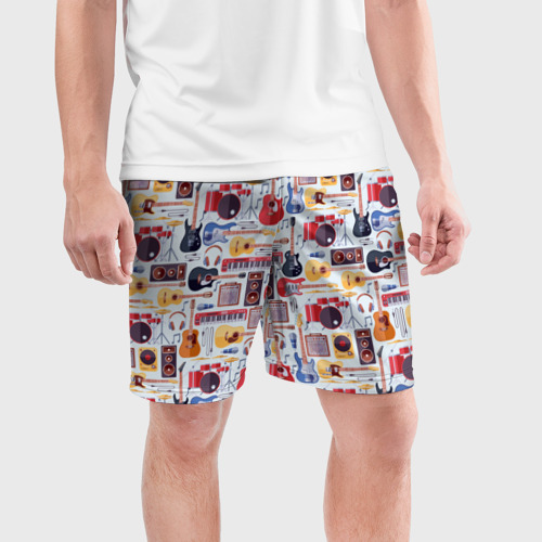 Мужские шорты спортивные Рок Музыкант, цвет 3D печать - фото 3