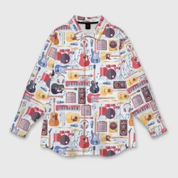 Женская рубашка oversize 3D Рок Музыкант