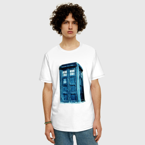 Мужская футболка хлопок Oversize с принтом Тардис из доктора кто  2022, фото на моделе #1