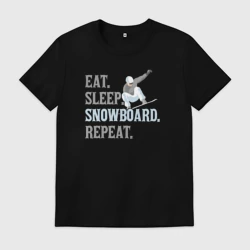 Мужская футболка хлопок Ешь. Спи. Сноуборд. Повторить