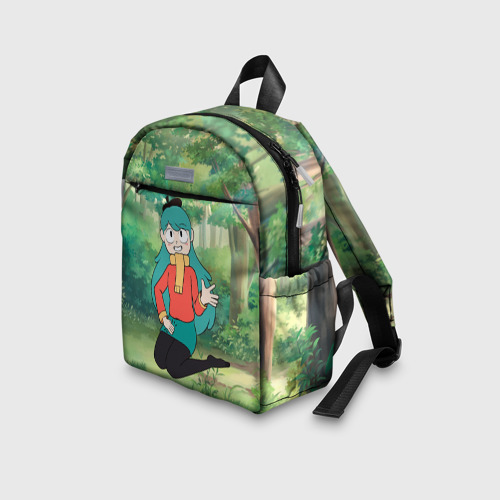 Детский рюкзак 3D с принтом Хильда сидит в лесу, вид сбоку #3