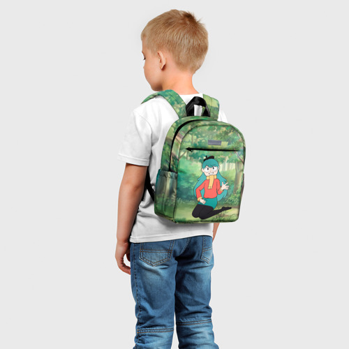 Детский рюкзак 3D с принтом Хильда сидит в лесу, фото на моделе #1