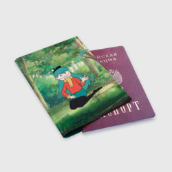 Обложка для паспорта матовая кожа Хильда сидит в лесу - фото 2