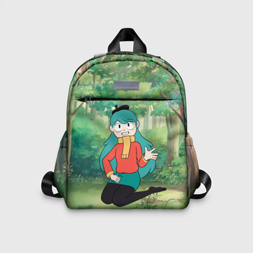 Детский рюкзак 3D с принтом Хильда сидит в лесу, вид спереди #2