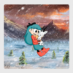 Магнитный плакат 3Х3 Хильда с лисенком в снегу