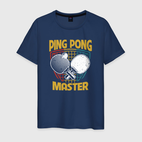 Футболка с принтом Пинг Понг Мастер для женщины, вид спереди №1. Цвет основы: темно-синий