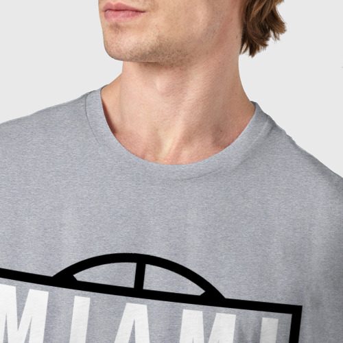 Мужская футболка хлопок Miami heat NBA Маями Хит НБА, цвет меланж - фото 6
