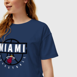 Женская футболка хлопок Oversize Miami heat NBA Маями Хит НБА - фото 2