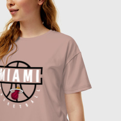 Женская футболка хлопок Oversize Miami heat NBA Маями Хит НБА - фото 2