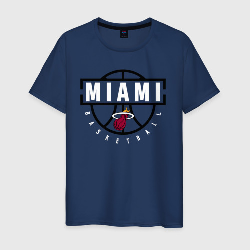 Мужская футболка из хлопка с принтом Miami heat NBA Маями Хит НБА, вид спереди №1