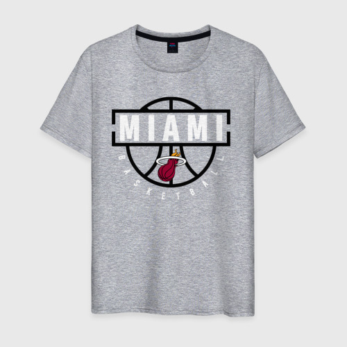 Мужская футболка хлопок Miami heat NBA Маями Хит НБА, цвет меланж