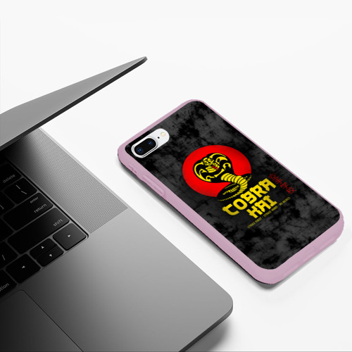 Чехол для iPhone 7Plus/8 Plus матовый Кобра Кай Змея Иероглифы Сериал, цвет розовый - фото 5