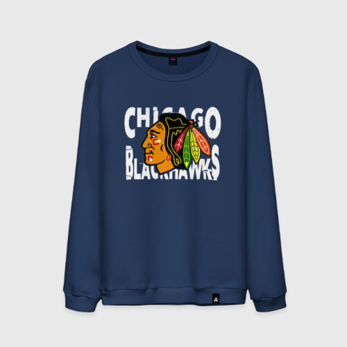 Мужской свитшот хлопок с принтом Чикаго Блэкхокс, Chicago Blackhawks, вид спереди #2
