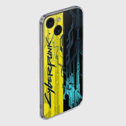 Чехол для iPhone 15 силиконовый с защитой камеры CYBERPUNK | 2077 | Логотип - фото 2