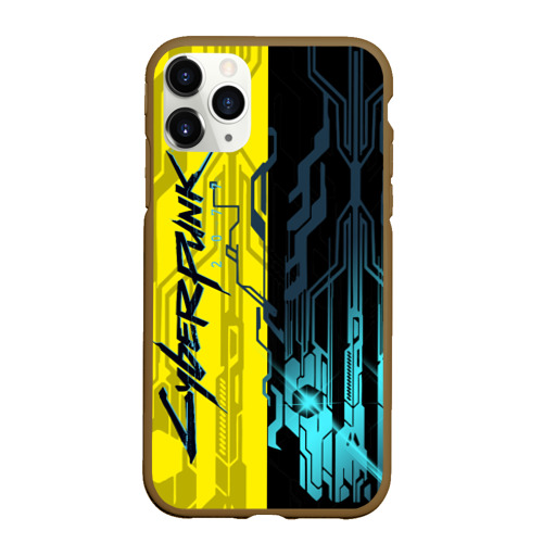 Чехол для iPhone 11 Pro Max матовый Cyberpunk 2077 Логотип, цвет коричневый