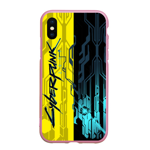 Чехол для iPhone XS Max матовый Cyberpunk 2077 Логотип, цвет розовый