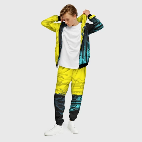 Мужской 3D костюм с принтом CYBERPUNK | 2077 | Логотип, фото на моделе #1