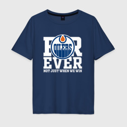 Мужская футболка хлопок Oversize Forever not just when We win, Эдмонтон Ойлерз, Edmonton Oilers