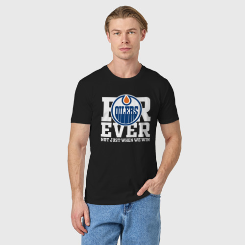 Мужская футболка хлопок Forever not just when We win, Эдмонтон Ойлерз, Edmonton Oilers, цвет черный - фото 3