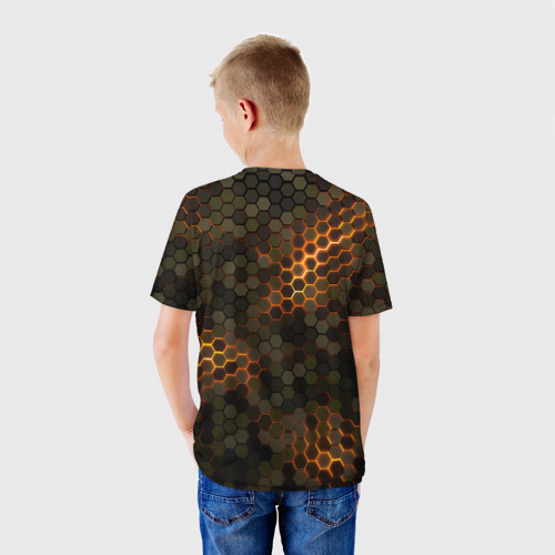 Детская футболка 3D Стальной камуфляж 3Д броня свечение, цвет 3D печать - фото 4