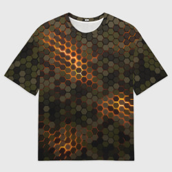 Мужская футболка oversize 3D Стальной камуфляж 3Д броня свечение