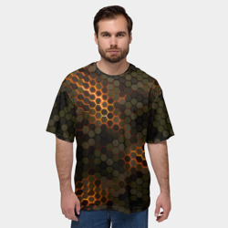 Мужская футболка oversize 3D Стальной камуфляж 3Д броня свечение - фото 2