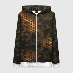 Женская толстовка 3D на молнии Стальной камуфляж 3Д броня свечение