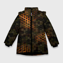 Зимняя куртка для девочек 3D Стальной камуфляж 3Д броня свечение