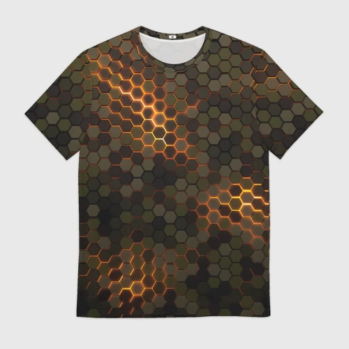 Мужская футболка 3D с принтом Стальной камуфляж 3Д броня свечение Мужская футболка 3D Стальной камуфляж 3Д броня свечение