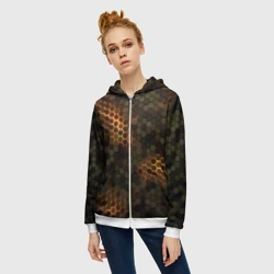 Женская толстовка 3D на молнии Стальной камуфляж 3Д броня свечение - фото 2