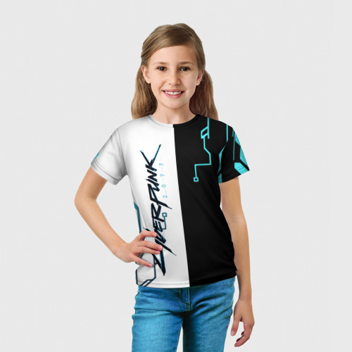 Детская футболка 3D с принтом Cyberpunk 2077 Game, вид сбоку #3