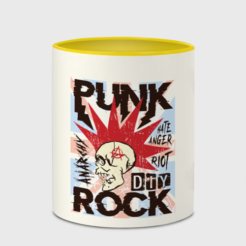 Кружка с полной запечаткой Punk Rock Панк, цвет белый + желтый - фото 4