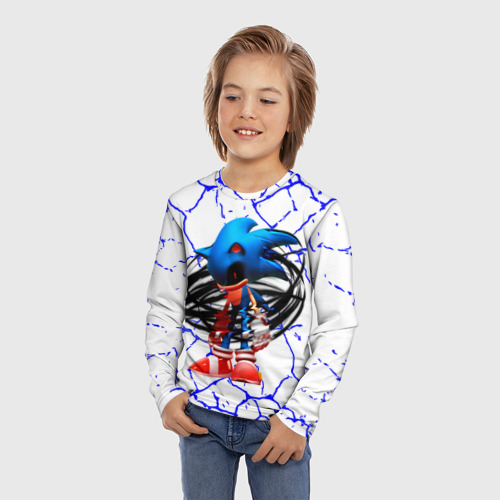 Детский лонгслив 3D с принтом СОНИК EXE / ТЕМНЫЙ СОНИК, фото на моделе #1